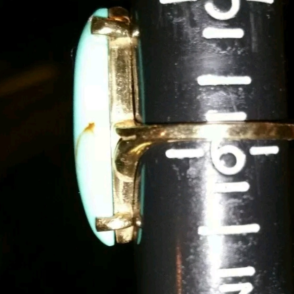 14k blue turquoise yellow gold ring, sz6 - Picture 2 of 6